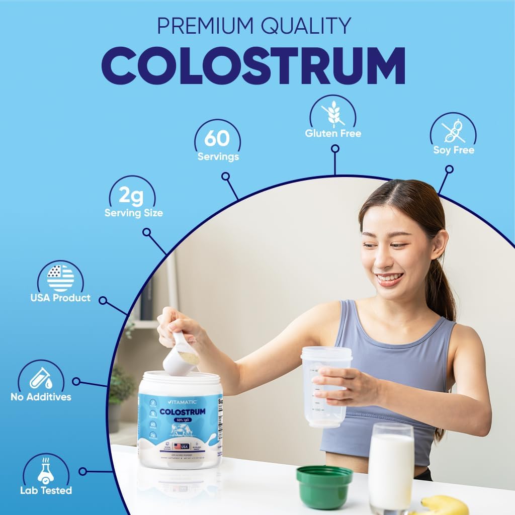 Vitamatic Calostro Bovino en Polvo - 50% IgG - 120g (60 dosis)