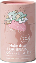 MAKE TIME Brain Health Powder - Suplemento en Polvo para Mujer (Salud Cerebral, Energía y Belleza) - 7.4 oz (30 raciones)