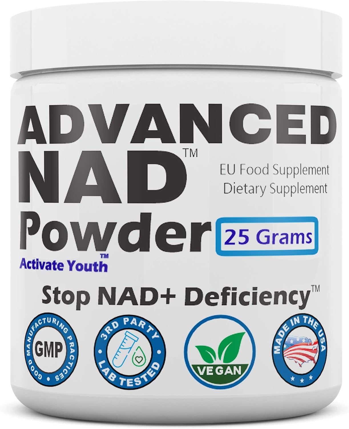 REVGENETICS Advanced NAD Powder – Suplemento de NAD, 147 porciones, 25 gramos