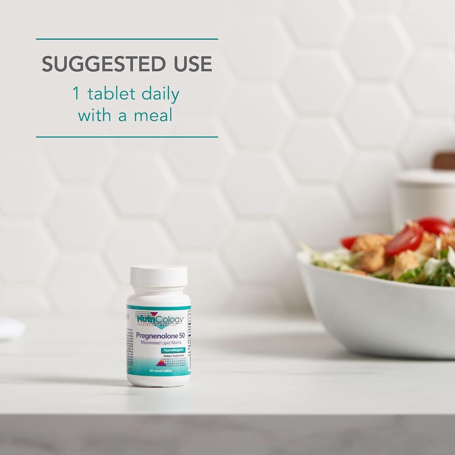 NutriCology Pregnenolona 50 mg - Micronizada - Precursor Hormonal - 60 Comprimidos