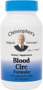Christopher's Original Formulas Blood Circ Formula - Suplemento Herbal para la Circulación, 100 Cápsulas