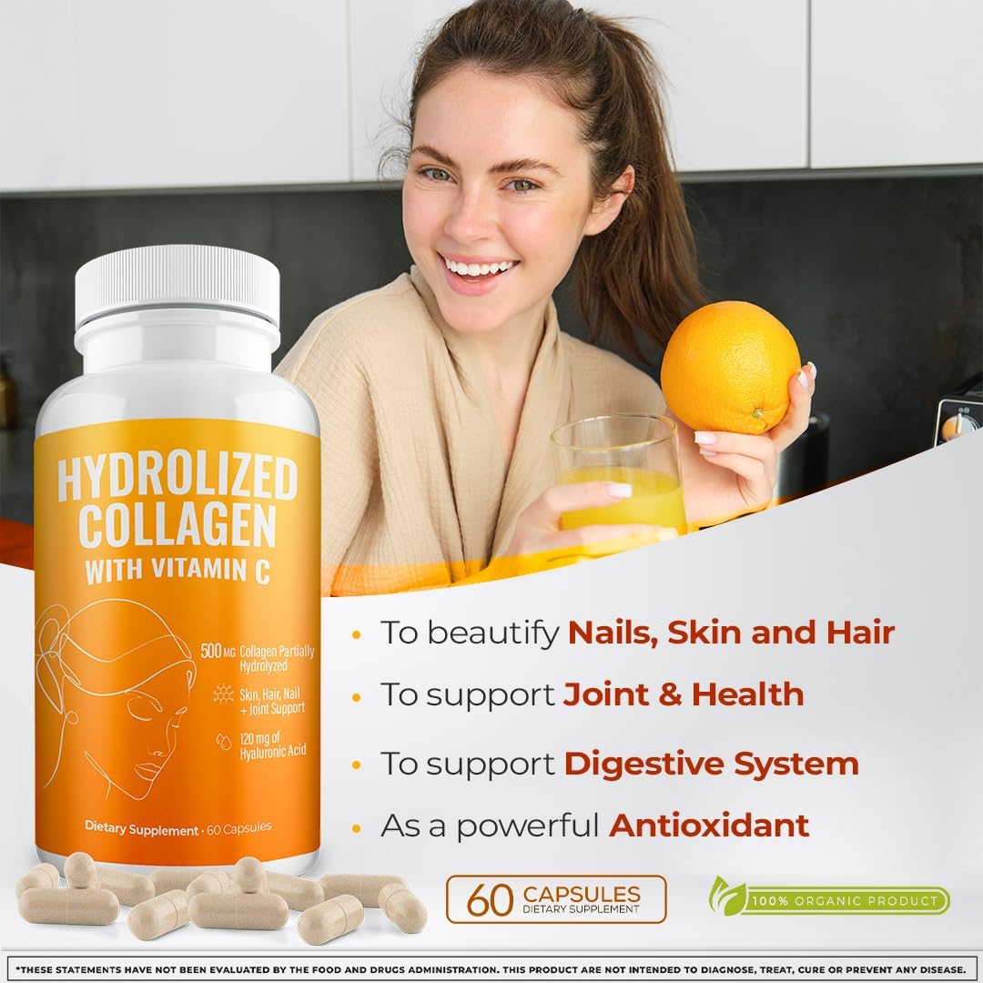 Aura Vitamin Colágeno Hidrolizado con Vitamina C Cápsulas 500 mg - Pack de 2 (120 cápsulas)