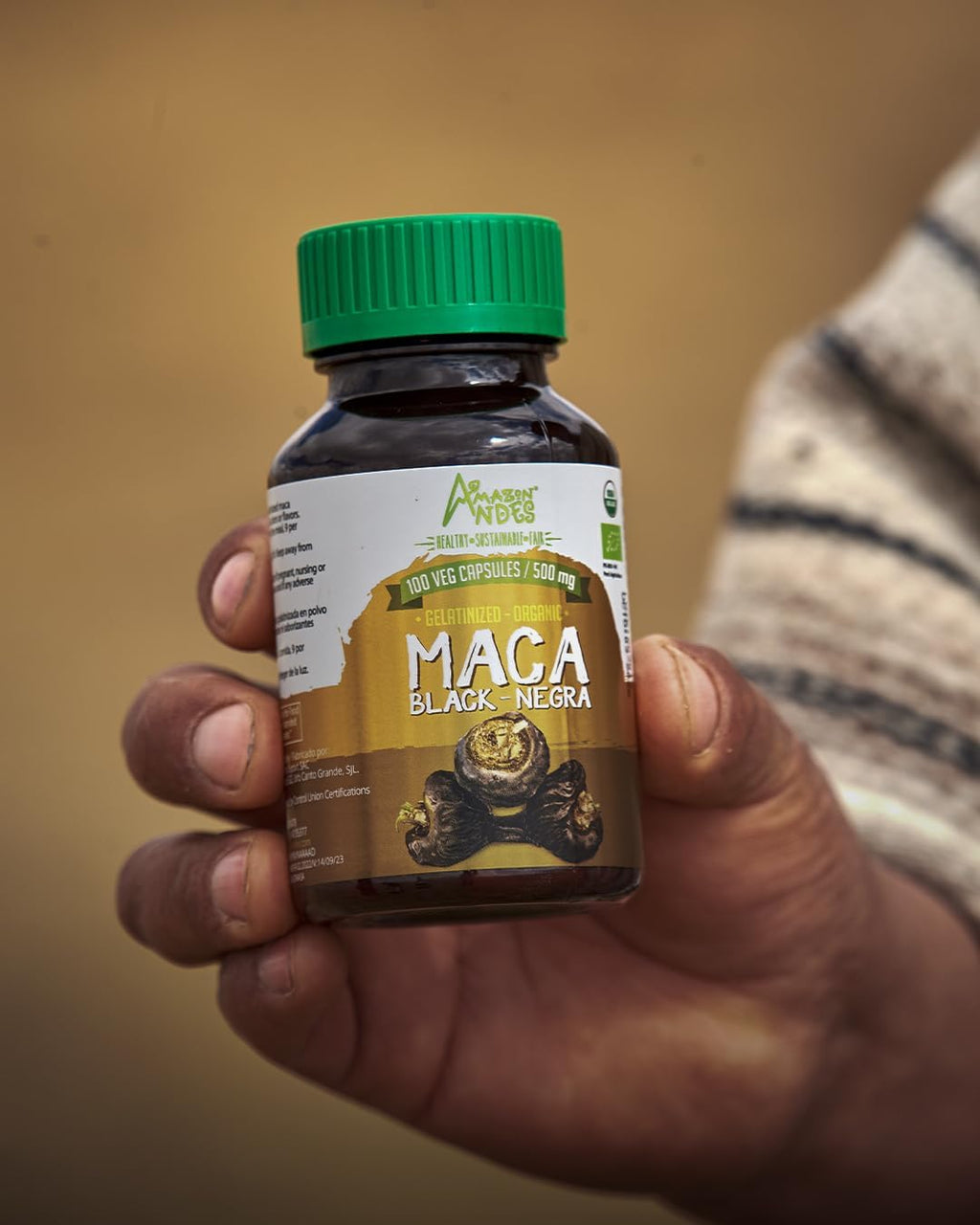 Cápsulas de Maca Negra Orgánica - 1500 mg por Dosis - Vegano y Sin Gluten