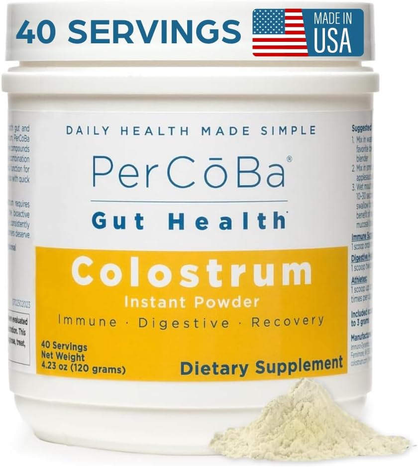PERCOBA Calostro Bovino en Polvo – Apoyo Intestinal, Muscular e Inmunológico – 40 Dosis (120 g por dosis)