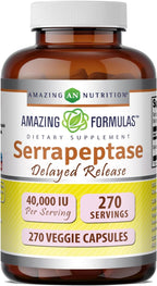 Amazing Formulas Serrapeptasa 40,000 UI, 90 Cápsulas Vegetales