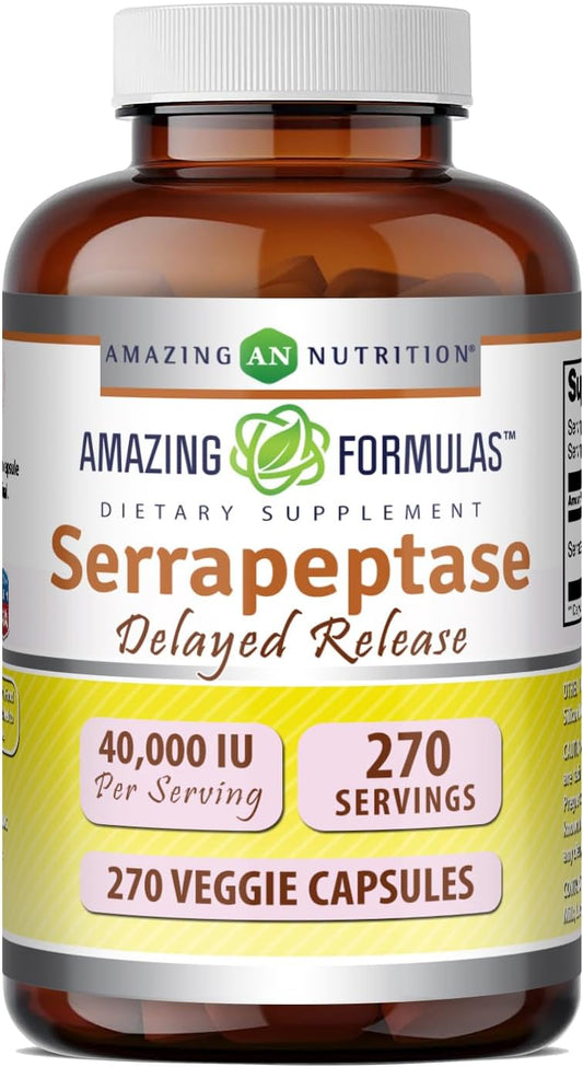 Amazing Formulas Serrapeptase 40.000 UI - 270 Cápsulas Vegetales
