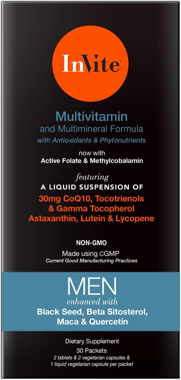 Invite Health Multivitamínico para Hombres - Complejo Diario con Maca, Quercetina y Beta-Sitosterol - Pack de 2 (60 Sobres)