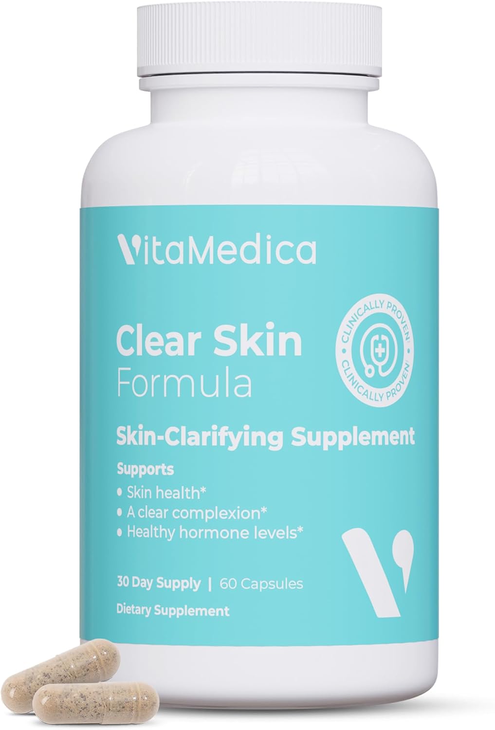 VitaMedica Clear Skin Vitamin Formula – Suplemento vitamínico para una piel sana | 60 cápsulas
