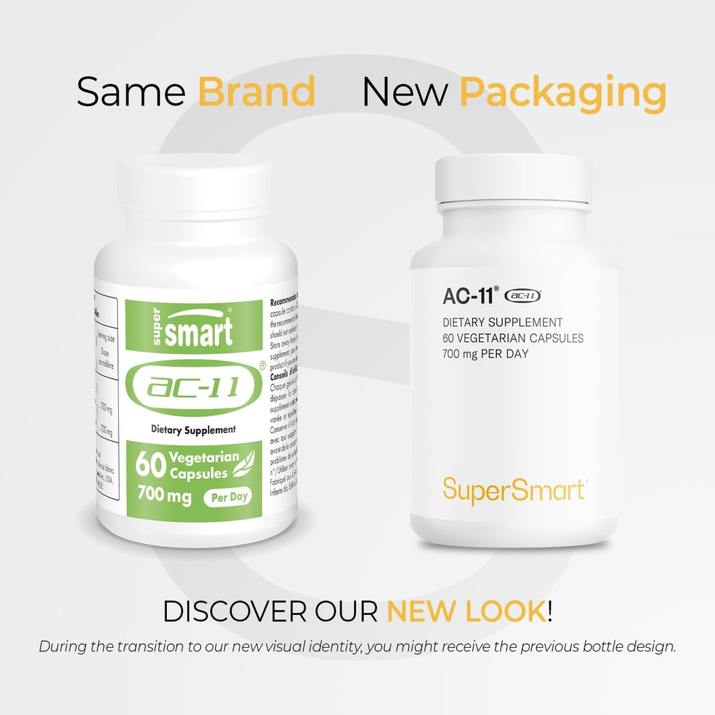 Supersmart AC-11 Suplemento 700mg al Día (Extracto de Uña de Gato) - Corteza de Uncaria Tomentosa | No Transgénico y Sin Gluten - 60 Cápsulas Vegetarianas