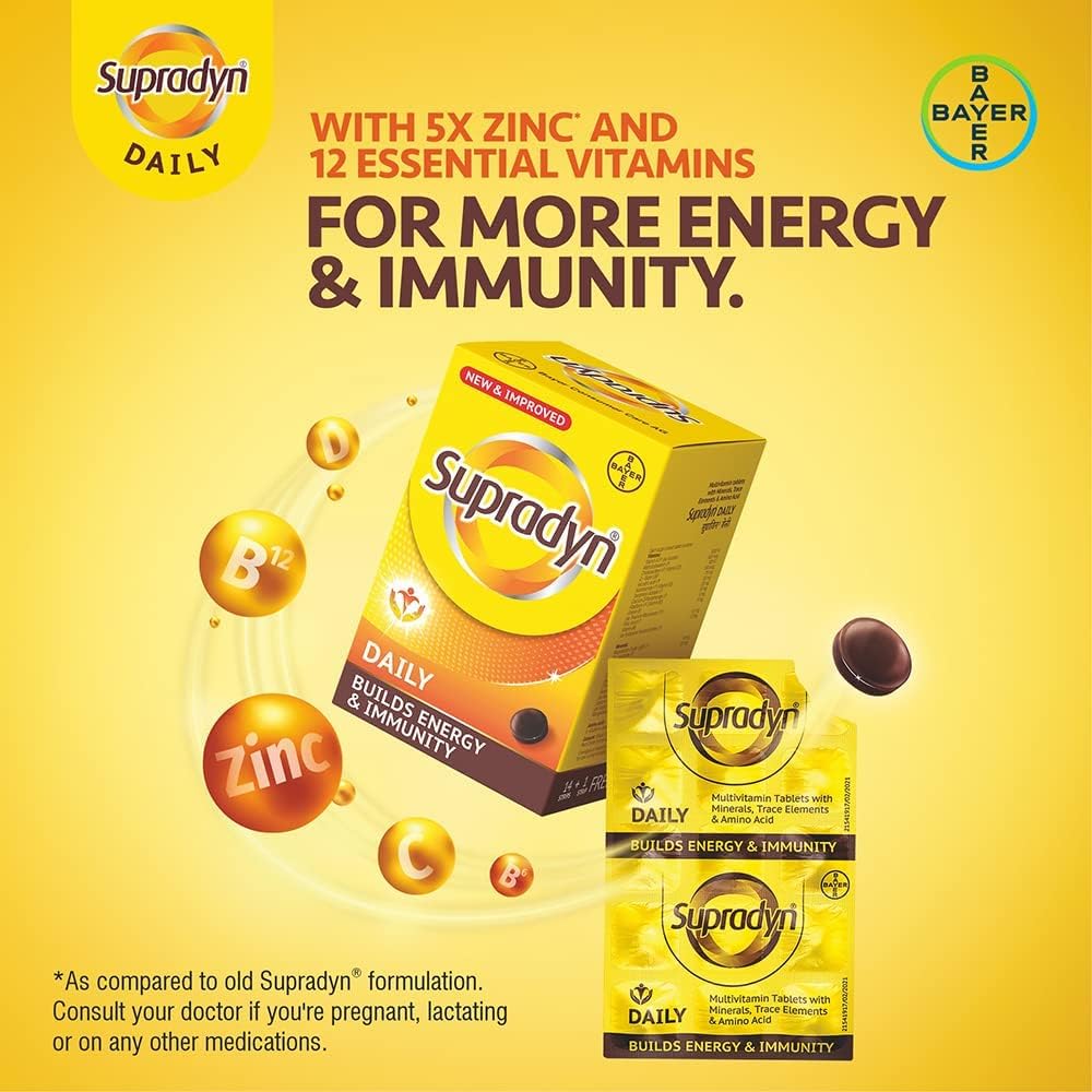 SupradynS Comprimidos Multivitamínicos Diarios para Hombres y Mujeres con Zinc Esencial, 12 Vitaminas y 5 Oligoelementos, para Inmunidad y Energía Diaria, 150 Comprimidos