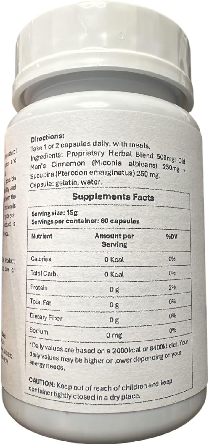 Old Man's Cinnamon con Sucupira 500 mg (60 Cápsulas) - Complemento Herbal