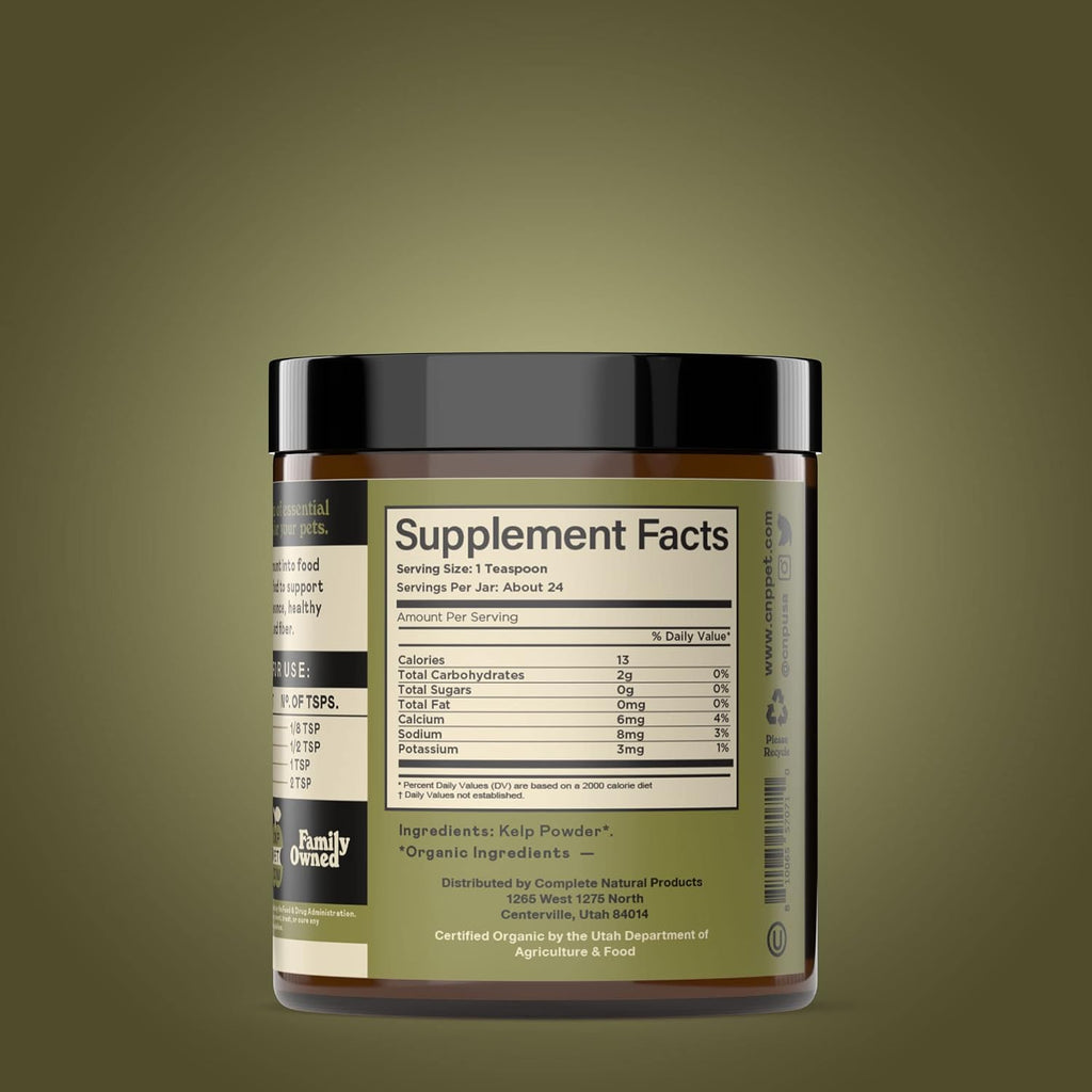 Organic Kelp Powder for Pets - 4oz - Pure Organic Kelp Powder by Complete Natural Products