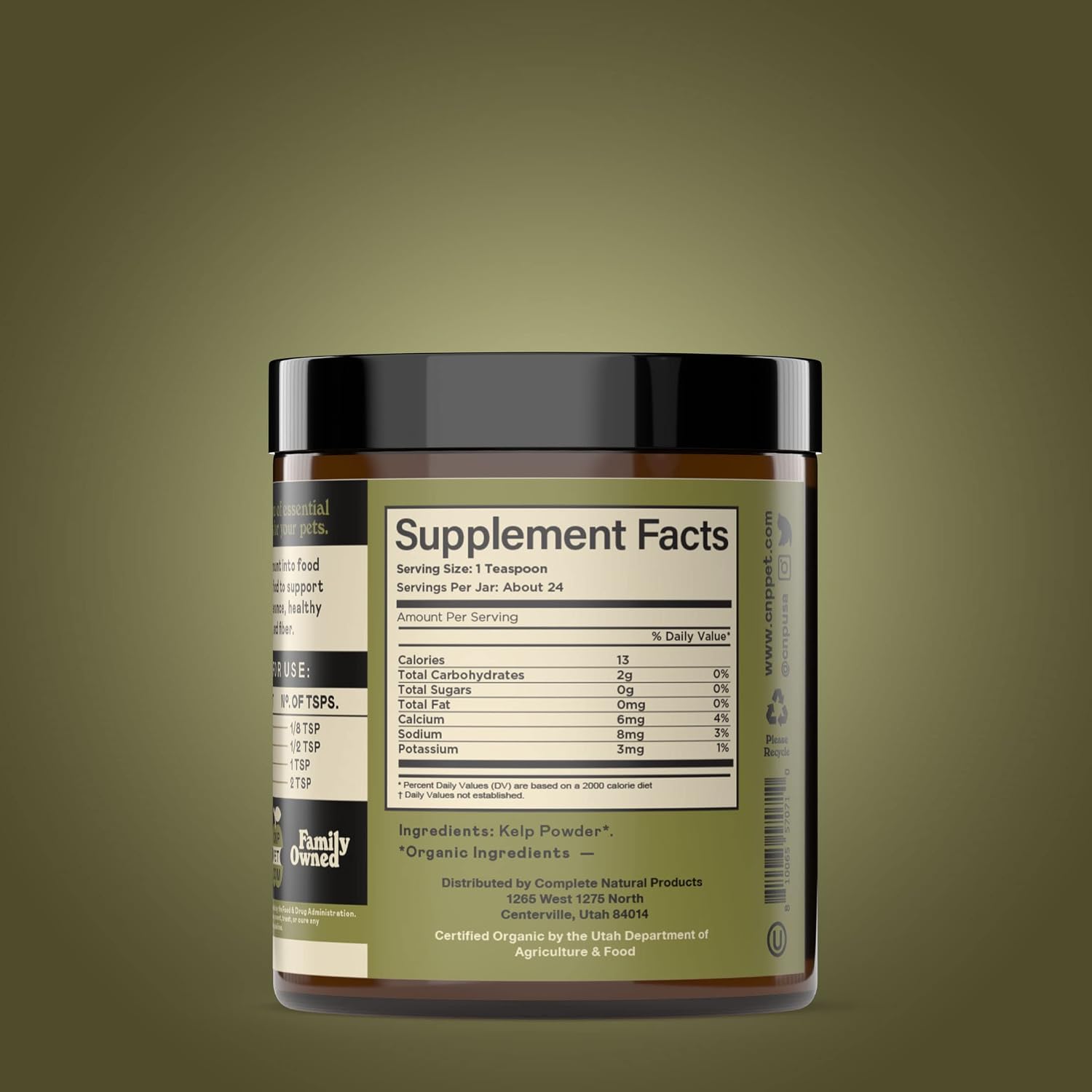 Organic Kelp Powder for Pets - 4oz - Pure Organic Kelp Powder by Complete Natural Products