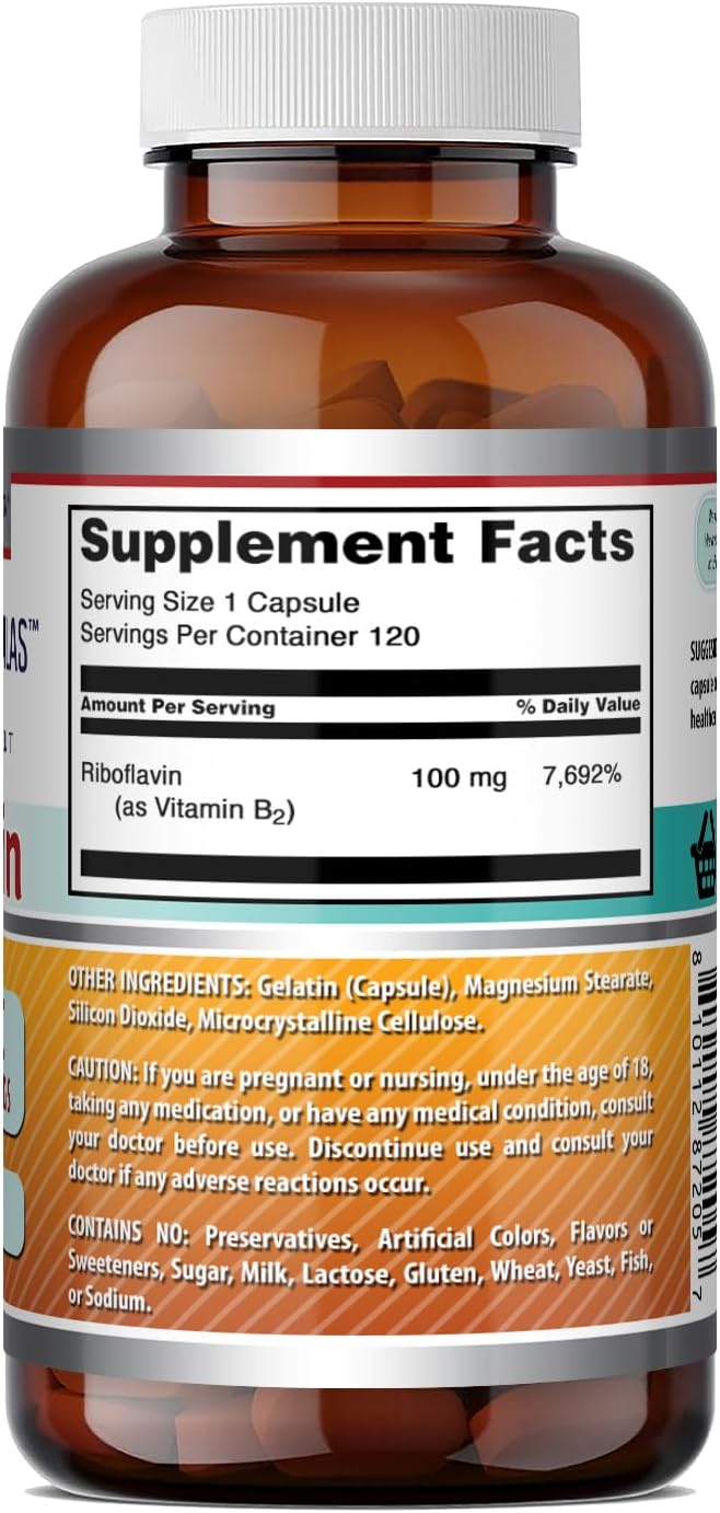 Amazing Formulas Riboflavina (Vitamina B2) 100 mg, 120 Cápsulas