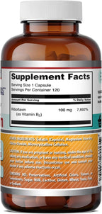Amazing Formulas Riboflavina (Vitamina B2) 100 mg, 120 Cápsulas