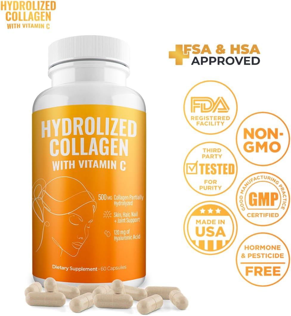 Aura Vitamin Colágeno Hidrolizado con Vitamina C Cápsulas 500 mg - Pack de 2 (120 cápsulas)