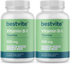 BESTVITE Vitamina B-1 (Tiamina) 500 mg - 120 Cápsulas Vegetales - Vegano - Sin Estearatos - No GMO - Sin Gluten