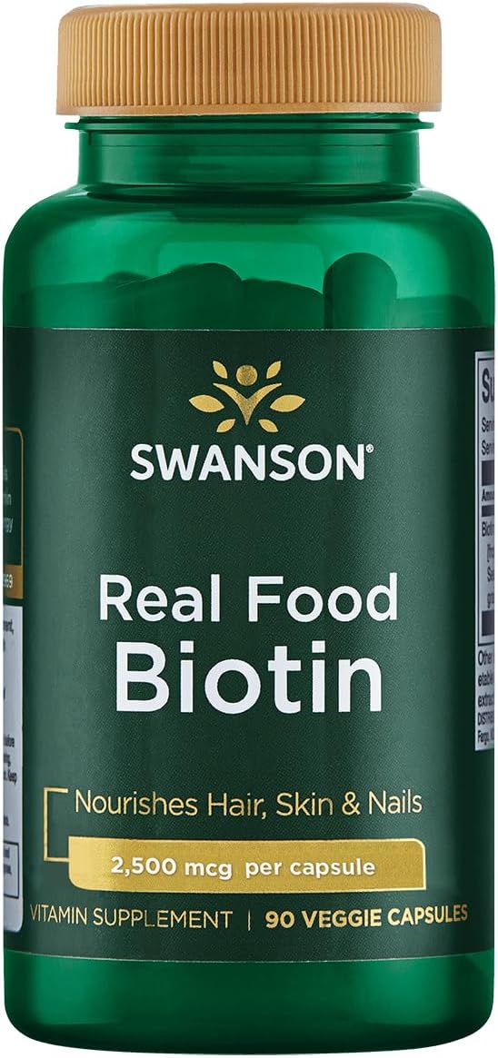 Swanson Real Food Biotin 5000 mcg, 90 cápsulas vegetales