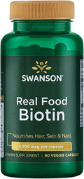 Swanson Real Food Biotin 5000 mcg, 90 cápsulas vegetales