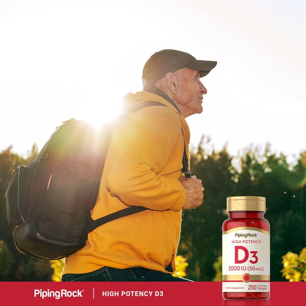 Piping Rock Vitamina D3 2000 IU | 250 Cápsulas Blandas | Alta Potencia | Suplemento de Colecalciferol | No-GMO, Sin Gluten