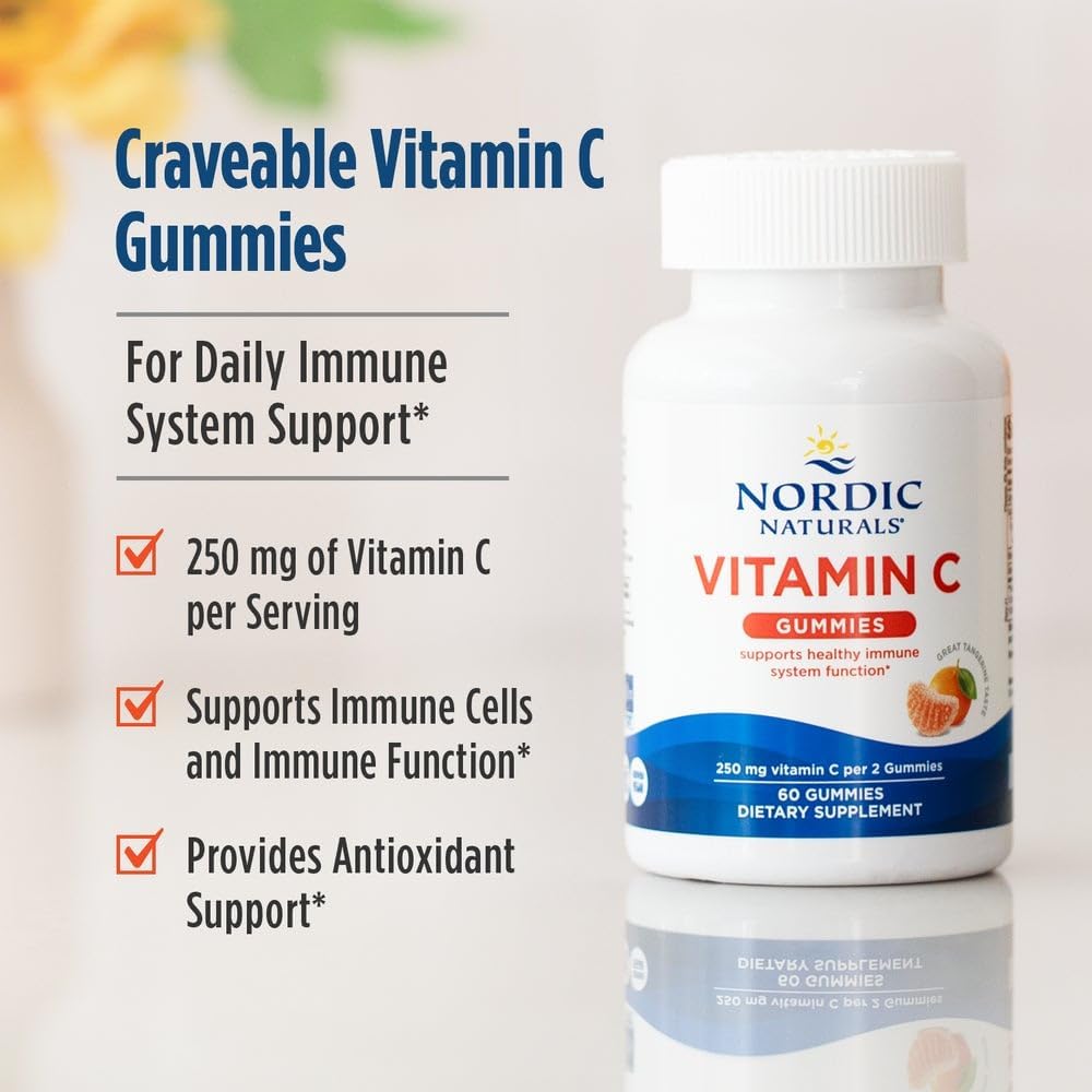 Nordic Naturals Vitamina C Gominolas, Sabor Tangerina - 120 Gominolas - 250 mg de Vitamina C