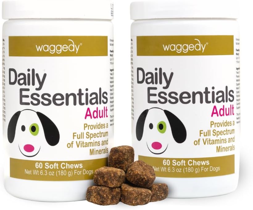 waggedy Daily Essentials Adult Soft Chews - Multivitamínico para Perros (120 Chews Blandos)