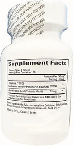 Cardiovascular Research Lipothiamine B Supplement 120 Tablets - Vitamina B1 con Ácido Alfa Lipoico - 2 x 60 Comprimidos