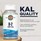 KAL Vitamina B2 100 mg - Riboflavina con ActivTabs, 60 Comprimidos