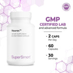 Supersmart - Neurex - Suplemento para la memoria y agilidad mental | Fórmula con Ginkgo Biloba, Bacopa Monnieri, GPC y Huperzina A | Sin OMG, sin gluten, vegano - 60 cápsulas vegetales