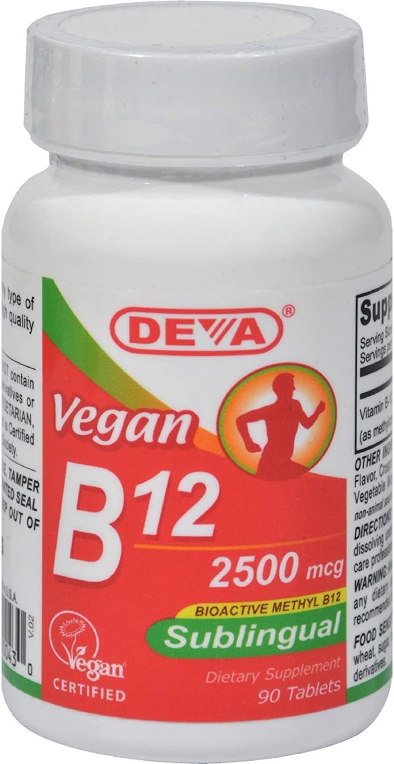 Sublingual B12-2500 mcg - Sin Gluten - 90 Comprimidos Veganos (Pack de 2)