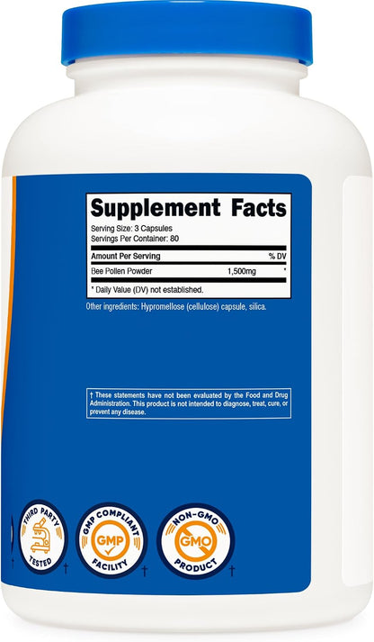 Nutricost Polen de Abeja (240 Cápsulas, 80 Raciones) (1500mg por Ración) - No-GMO, Cumple con GMP – Image 5