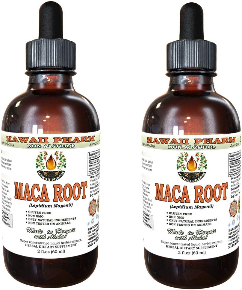 Hawaii Pharm Extracto Líquido de Raíz de Maca sin Alcohol, Grado Profesional, 2 oz (60 ml)