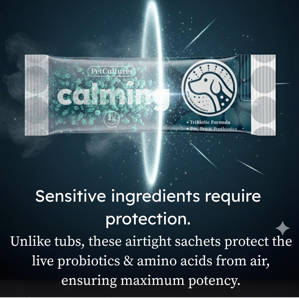 PetCultures Calming Tribiotic – Suplemento calmante para perros (10 sobres)