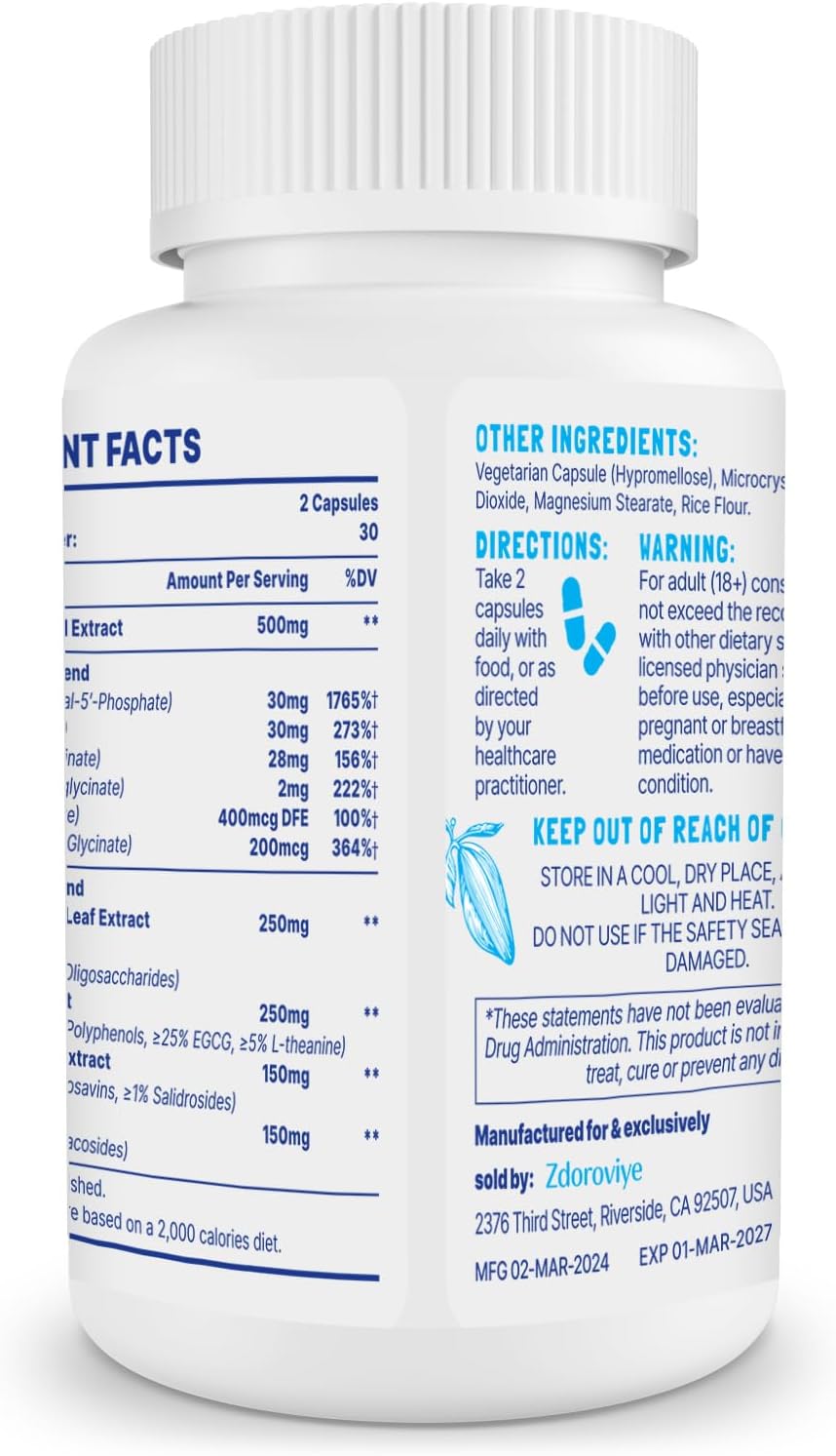 Zdoroviye Dopamina Suplemento para Hombres y Mujeres - Contiene 500mg de Extracto de Mucuna Pruriens (40% L-DOPA) - 60 Cápsulas
