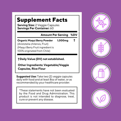 Maqui Berry 1000mg - Suplemento en Cápsulas – Cápsula vegetal: Hecha de celulosa vegetal, apta para veganos. – Image 8