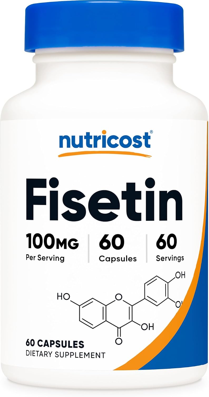 Nutricost Fisetina 100mg, 60 Cápsulas - Antioxidante Natural Polifenol - No Transgénico, Sin Gluten y Vegano