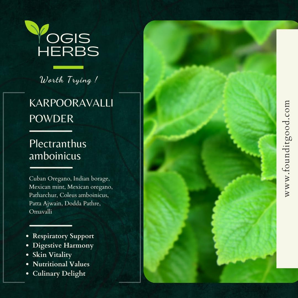 YOGIS HERBS Karpooravalli Herbal Powder - 100% Natural Supplement for Respiratory Support, Digestive Wellness, & Nutritional Boost (454 g)