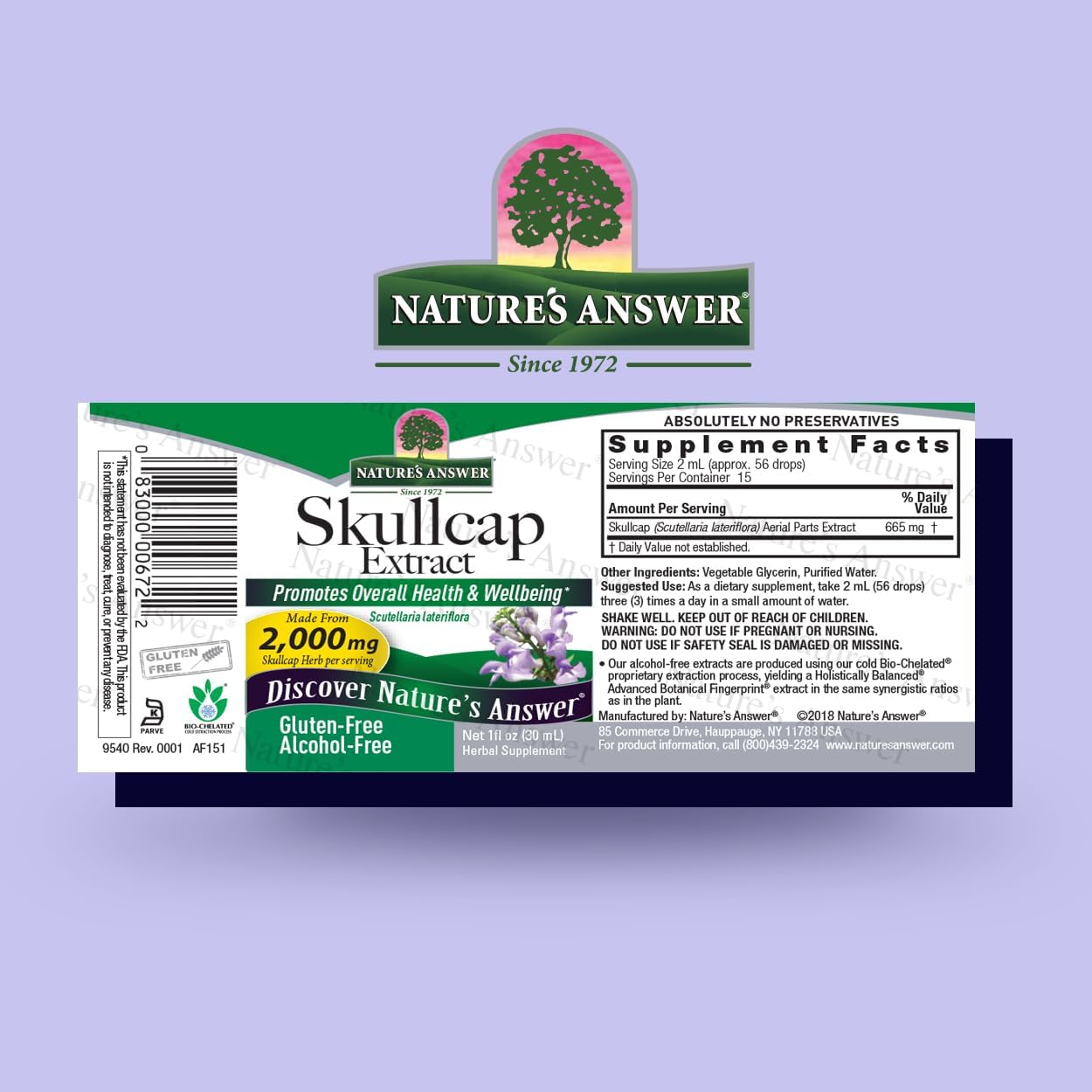 Nature's Answer Extracto de Escutelaria sin Alcohol, 30 ml