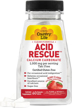 Country Life Acid Rescue Comprimidos Masticables - Alivio Rápido de la Acidez, 400mg Calcio y Magnesio, Vegano, Sin Gluten, 8 Envases (112 tabletas)
