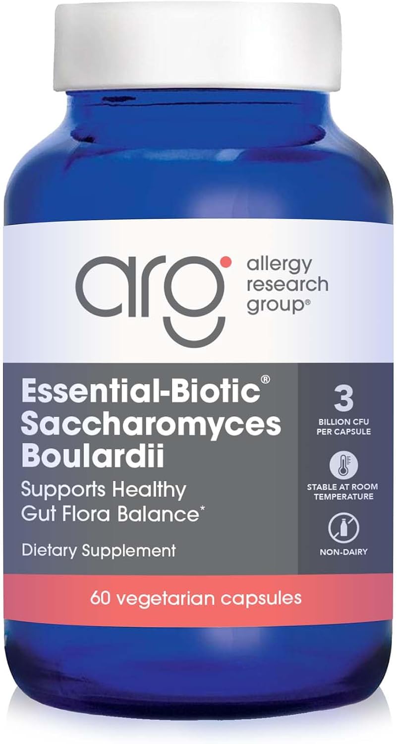 ARG Essential-Biotic Saccharomyces Boulardii - 9 mil millones UFC - Probiótico de levadura - Vegetariano - 60 Cápsulas