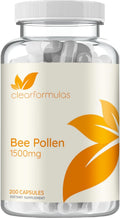 Clear Formulas Suplemento de Polen de Abeja de Alta Potencia - 1500mg por Dosis - 200 Cápsulas