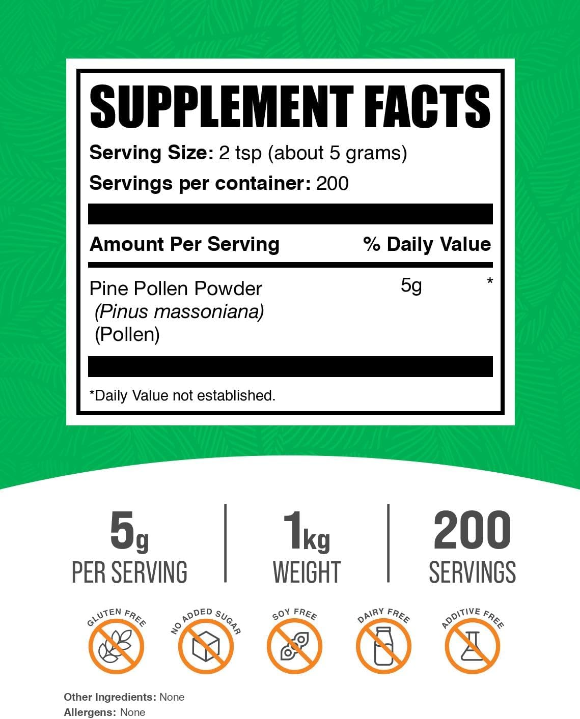 BulkSupplements.com Polen de Pino en Polvo - Pared Celular Rota, 1 kg