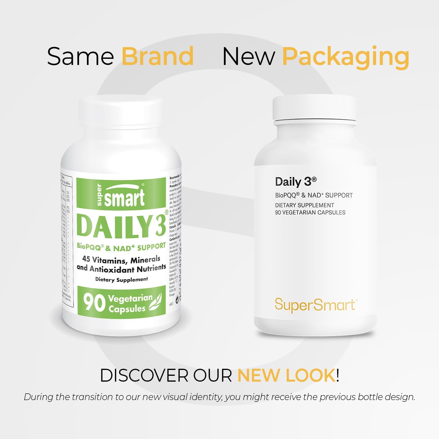 Supersmart Daily3 + BioPQQ – Multivitamínico completo para hombres y mujeres – 90 cápsulas vegetales