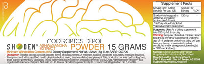 Nootropics Depot Shoden Ashwagandha en Polvo - 15 Gramos - 35% Withanólidos – Image 2