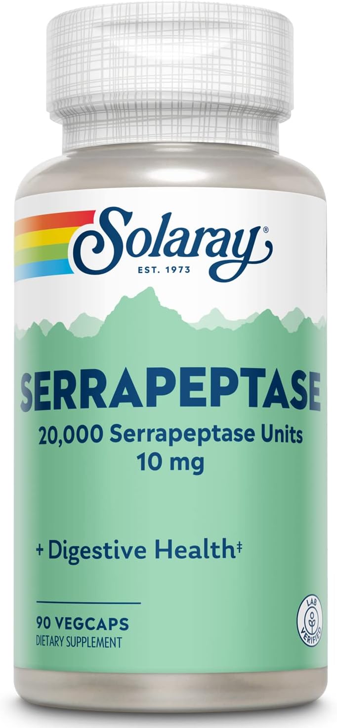 Solaray Serrapeptase Digestive Enzyme 10 mg (20,000 SPU) - 90 Vegetable Capsules