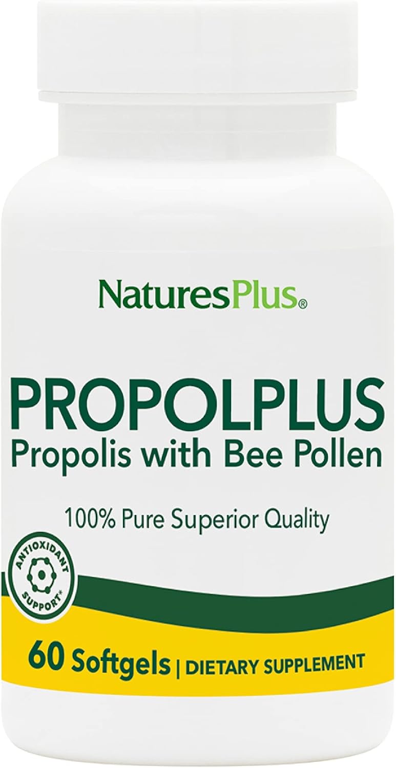 NaturesPlus Propolplus - 60 Softgels - Suplemento de Propóleo y Polen de Abeja
