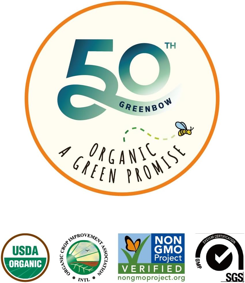Greenbow Organic Bee Pollen - 100% USDA Certified Organic, Non-GMO, Halal, Kosher, Certified GMP, Pure & Natural Bee Pollen - Superfood Packed with Proteins, Vitamins & Minerals - Gluten Free - 8oz