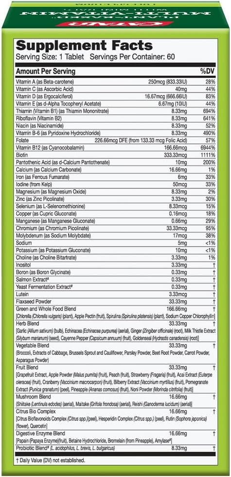 CATALO Multivitamínico para Mujeres y Hombres con Minerales – Fórmula de Origen Vegetal con 25 Vitaminas y Minerales Esenciales, Incluye 39 Frutas, Verduras, Setas y Hierbas – 60 Comprimidos