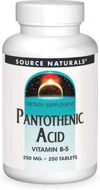 Source Naturals Ácido Pantoténico 250 mg - Vitamina B5, 250 Comprimidos