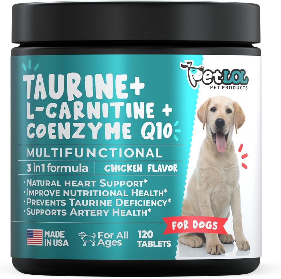 PET LOL Taurina para Perros con L-Carnitina y CoQ10, 120 Comprimidos Masticables